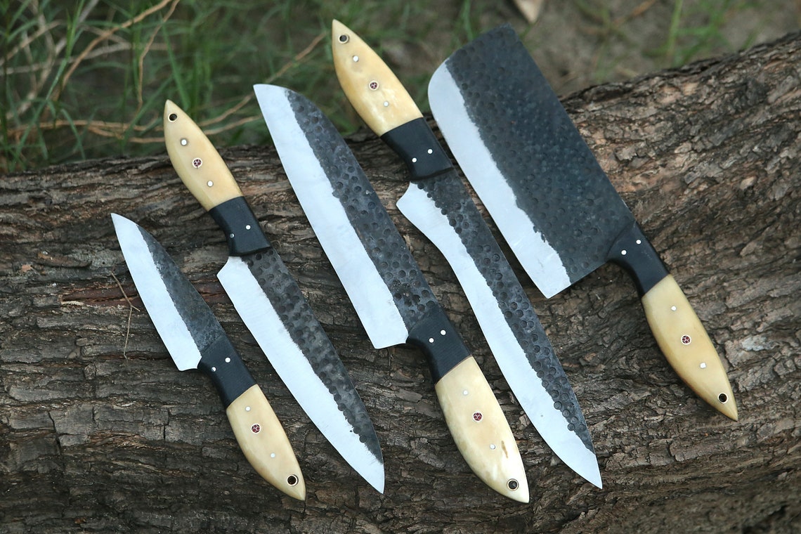 The Ramsay: Set of 5 Chef Knives with Sheath (Spring Steel, D2 Steel are  also available)-Kitchen Knives – HS Blades Enterprise