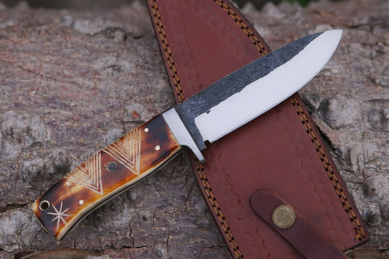 Raberry Skinning Knife with Sheath (Spring Steel, D2 Steel are also available)-Camping & Hunting Knife
