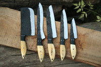 DeGordon: Set of 5 Chef Knives (Spring Steel, D2 Steel are also available) with Sheath-Kitchen Knives