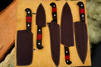 De Bourdain: Set of 5 Chef Knives (Spring Steel, D2 Steel are also available) with Sheath-Kitchen Knives