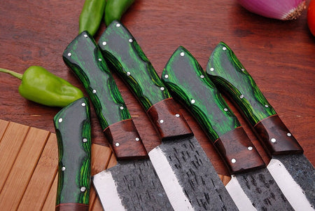 The Emirel: Set of 5 Chef Knives (Spring Steel, D2 Steel are also available) with Sheath-Kitchen Knives