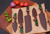 The Emirel: Set of 5 Chef Knives (Spring Steel, D2 Steel are also available) with Sheath-Kitchen Knives