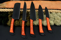 The Gagnaire: Set of 5 Chef Knives (Spring Steel, D2 Steel are also available) with Sheath-Kitchen Knives