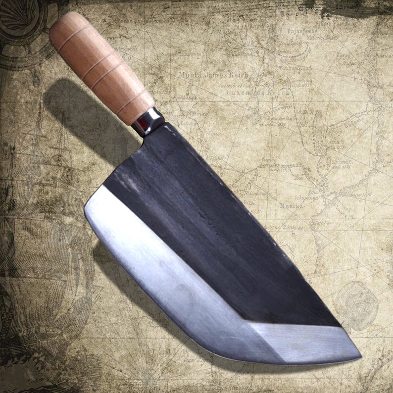 The Chianti: Cleaver Knife with Sheath (Spring Steel, D2 Steel are also available)-Butcher Knife & Kitchen Knife