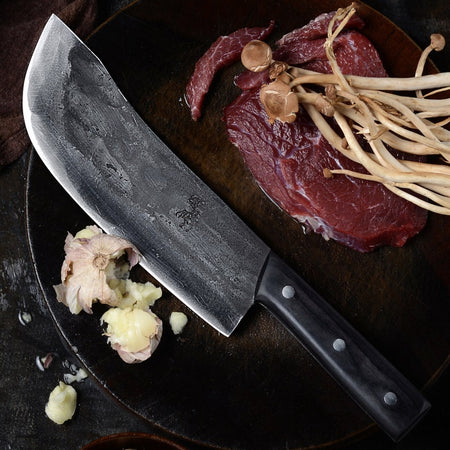 The Boucherie: Cleaver Knife with Sheath (Spring Steel, D2 Steel are also available)-Butcher Knife & Kitchen Knife