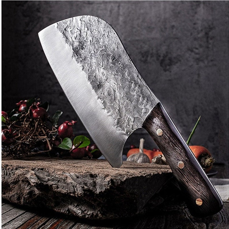 The Lestocken: Cleaver Knife with Sheath (Spring Steel, D2 Steel are also available)-Butcher Knife & Kitchen Knife