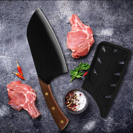 The Rowdy: Cleaver Knife with Sheath (Spring Steel, D2 Steel are also available)-Butcher Knife & Kitchen Knife