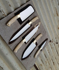 The Laurentlis: Set of 5 Chef Knives (Spring Steel, D2 Steel are also available) with Sheath-Kitchen Knives