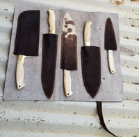 The Laurentlis: Set of 5 Chef Knives (Spring Steel, D2 Steel are also available) with Sheath-Kitchen Knives