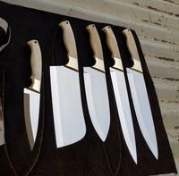 The Laurentlis: Set of 5 Chef Knives (Spring Steel, D2 Steel are also available) with Sheath-Kitchen Knives