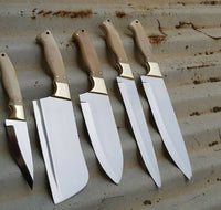 The Laurentlis: Set of 5 Chef Knives (Spring Steel, D2 Steel are also available) with Sheath-Kitchen Knives