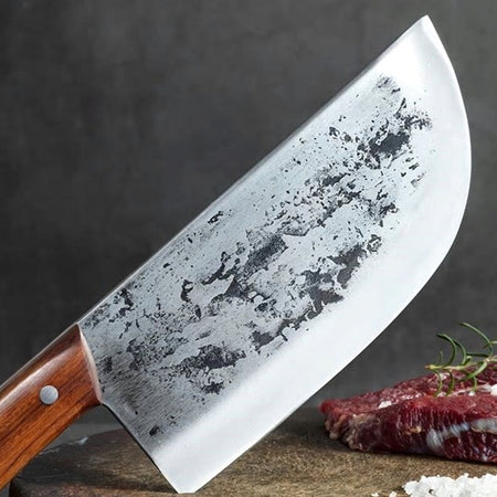 The Bourdonnec: Cleaver Knife with Sheath (Spring Steel, D2 Steel are also available)-Butcher Knife & Kitchen Knife