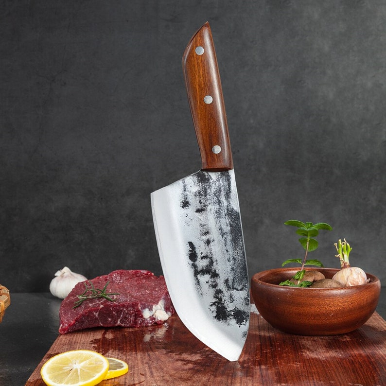 The Brimsk: Cleaver Knife with Sheath (Spring Steel, D2 Steel are also available)-Butcher Knife & Kitchen Knife
