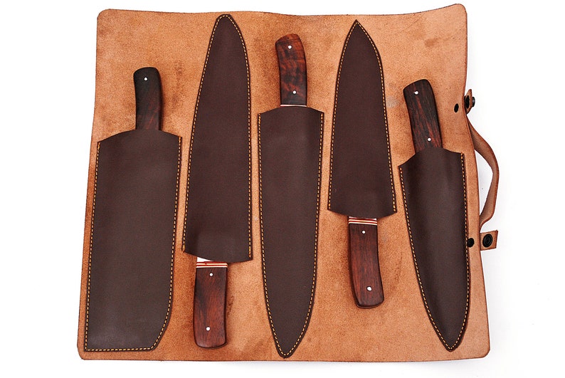 The Ramsay: Set of 5 Chef Knives with Sheath (Spring Steel, D2 Steel are  also available)-Kitchen Knives – HS Blades Enterprise