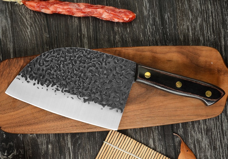 The Hardsman: Cleaver Knife with Sheath (Spring Steel, D2 Steel are also available)-Butcher Knife & Kitchen Knife