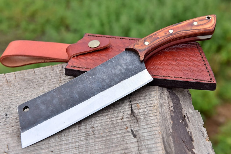 The Swealers: Cleaver Knife with Sheath (Spring Steel, D2 Steel are al – HS  Blades Enterprise