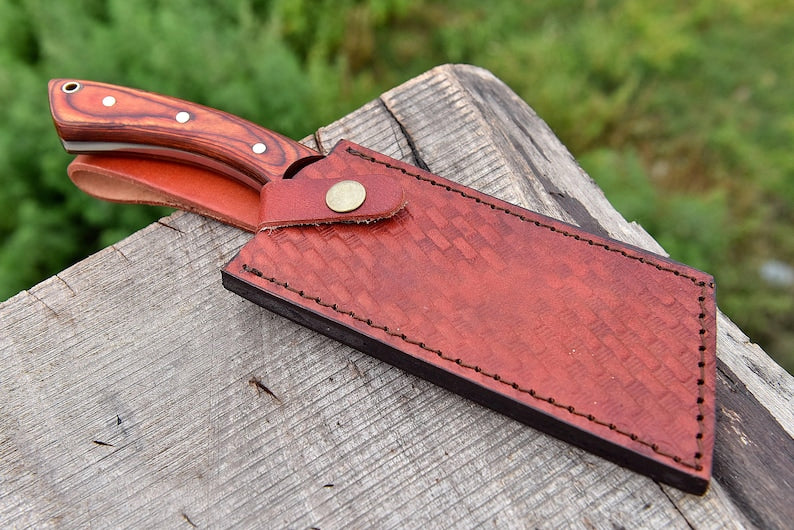 The Boucherie: Cleaver Knife with Sheath (Spring Steel, D2 Steel