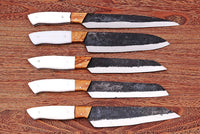 The Boulud: Set of 5 Chef Knives (Spring Steel, D2 Steel are also available) with Sheath-Kitchen Knives