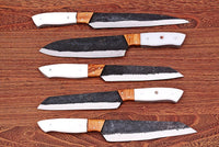 The Boulud: Set of 5 Chef Knives (Spring Steel, D2 Steel are also available) with Sheath-Kitchen Knives