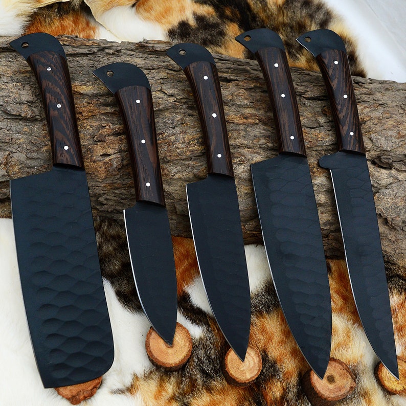 The Robuchon: Set of 5 Chef Knives with Sheath (Spring Steel, D2 Steel are  also available)-Kitchen Knives – HS Blades Enterprise
