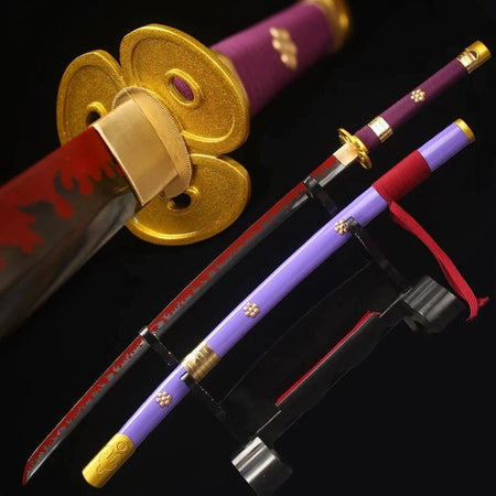 Purple Ame No Habakiri Enma Sword of Roronoa Zoro in $88 (Japanese Steel is also Available) from One Piece Swords| Japanese Samurai Sword | Type III