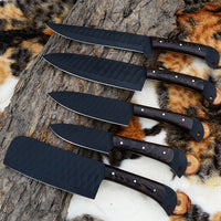 The Robuchon: Set of 5 Chef Knives (Spring Steel, D2 Steel are also available) with Sheath-Kitchen Knives