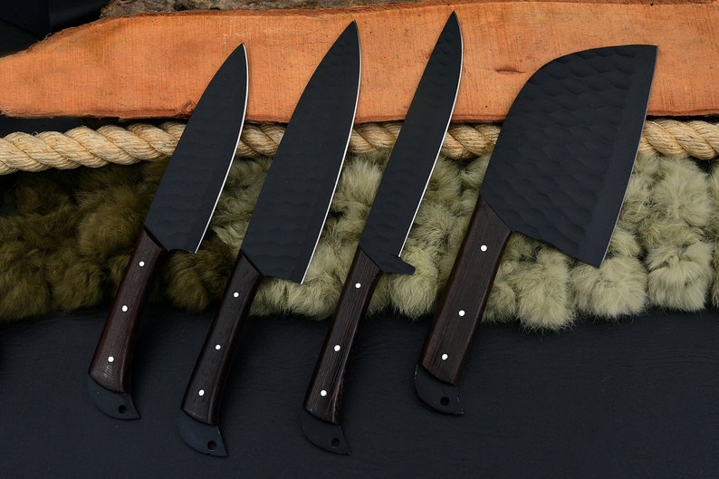 The Batalil: Set of 4 Chef Knives (Spring Steel, D2 Steel are also available) with Sheath-Kitchen Knives