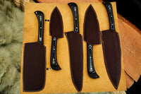 The Auguste: Set of 5 Chef Knives (Spring Steel, D2 Steel are also available) with Sheath-Kitchen Knives