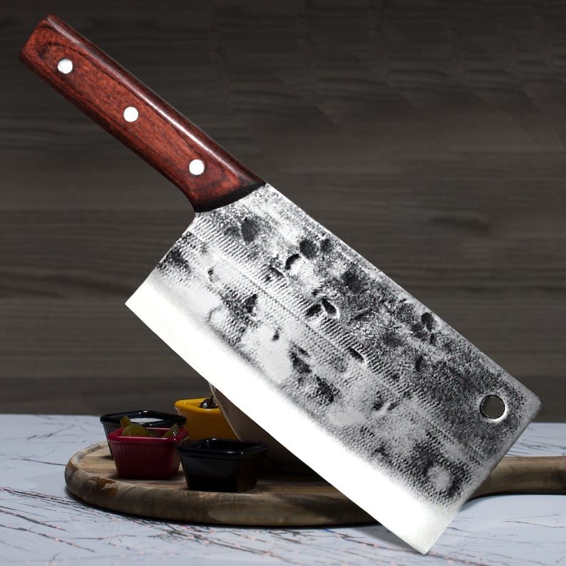 The Macelleria: Cleaver Knife with Sheath (Spring Steel, D2 Steel are also available)-Butcher Knife & Kitchen Knife