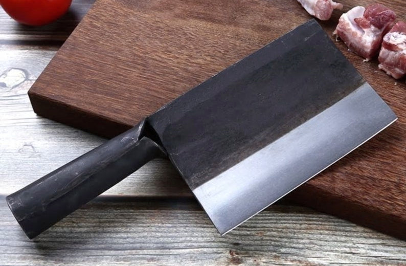 The Hudson: Cleaver Knife with Sheath (Spring Steel, D2 Steel are also available)-Butcher Knife & Kitchen Knife