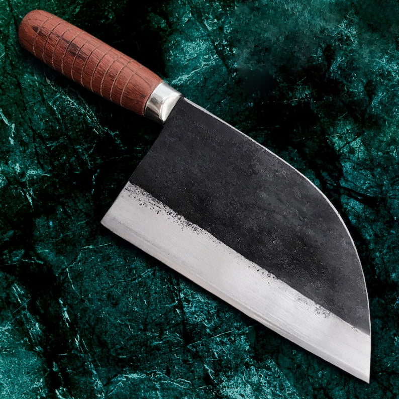 The Lexington: Cleaver Knife with Sheath (Spring Steel, D2 Steel are also available)-Butcher Knife & Kitchen Knife