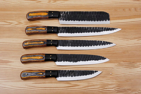 Marco Dore: Set of 5 Chef Knives (Spring Steel, D2 Steel are also available) with Sheath-Kitchen Knives