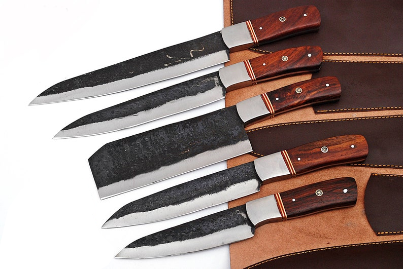 The Soyer: Set of 5 Chef Knives (Spring Steel, D2 Steel are also available) with Sheath-Kitchen Knives