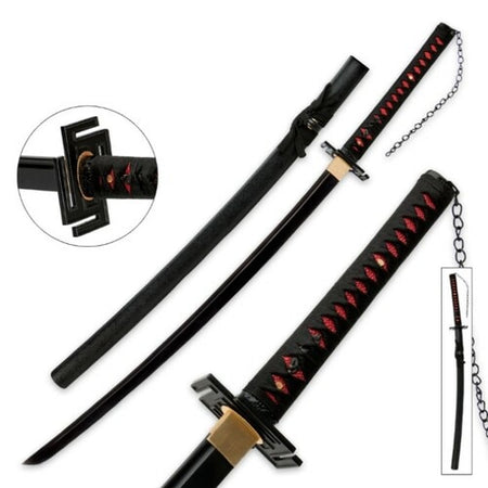 Black Tensa Zangetsu Sword of Ichigo Kurosaki in just $77 (Japanese Steel Available) Zanpakuto from the Bleach-Gold | Bleach Katana | Zanpakuto Katana