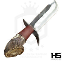 The 120 Undertaker Bowie Knife with Stag Antler Handle & Leather Sheath